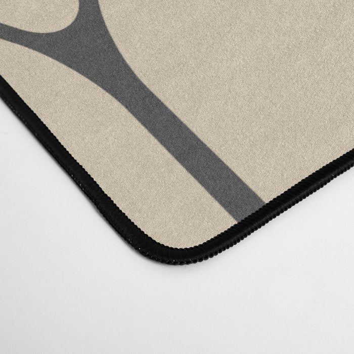 Long Honeycomb Minimalist Geometric Pattern in Retro Charcoal Gray and Beige Desk Mat Gallery Image 4