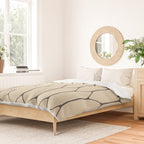 Long Honeycomb Minimalist Geometric Pattern in Retro Charcoal Gray and Beige Duvet Cover Gallery Image 2
