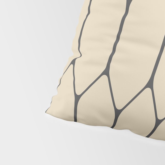 Long Honeycomb Minimalist Geometric Pattern in Retro Charcoal Gray and Beige Pillow Sham Gallery Image 4