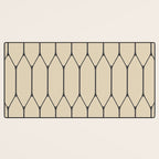 Long Honeycomb Minimalist Geometric Pattern in Retro Charcoal Gray and Beige Desk Mat Gallery Image 3