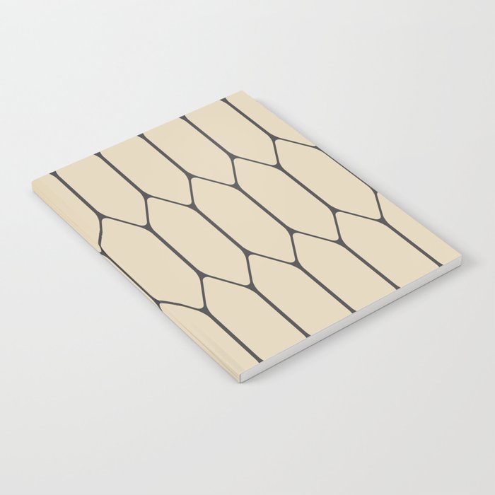 Long Honeycomb Minimalist Geometric Pattern in Retro Charcoal Gray and Beige Notebook Gallery Image 1