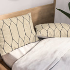 Long Honeycomb Minimalist Geometric Pattern in Retro Charcoal Gray and Beige Pillow Sham Gallery Image 2