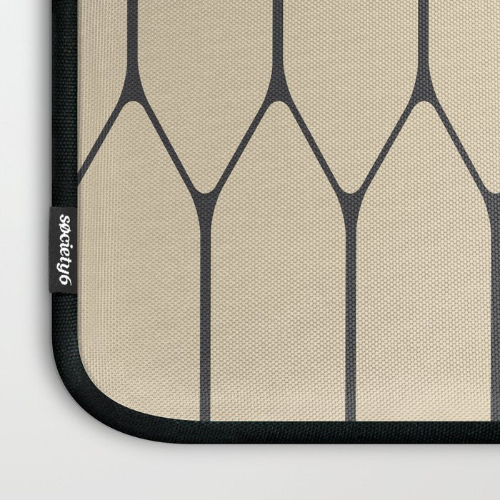 Long Honeycomb Minimalist Geometric Pattern in Retro Charcoal Gray and Beige Laptop Sleeve Gallery Image 3