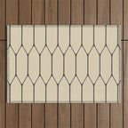 Long Honeycomb Minimalist Geometric Pattern in Retro Charcoal Gray and Beige Outdoor Rug Gallery Image 1
