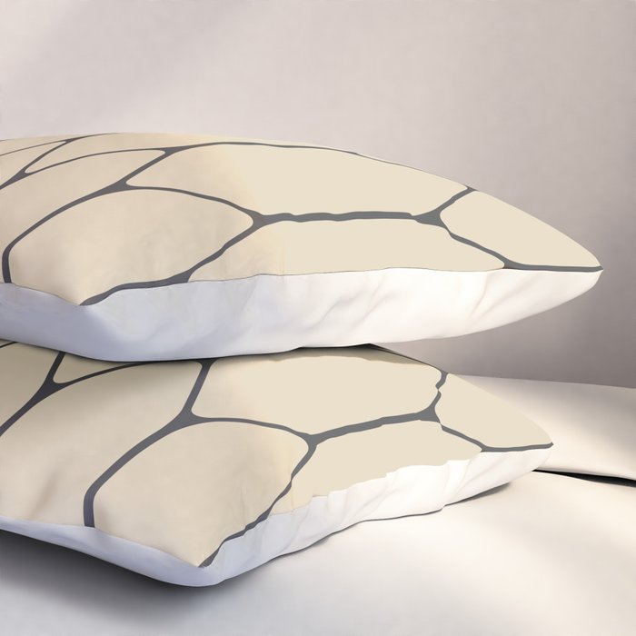 Long Honeycomb Minimalist Geometric Pattern in Retro Charcoal Gray and Beige Pillow Sham Gallery Image 3