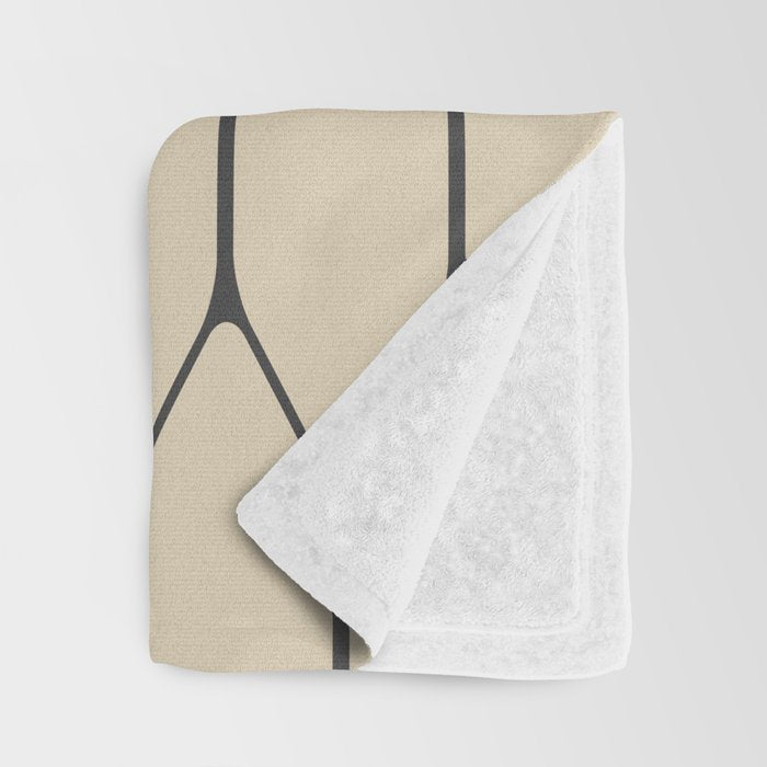 Long Honeycomb Minimalist Geometric Pattern in Retro Charcoal Gray and Beige Throw Blanket Gallery Image 3