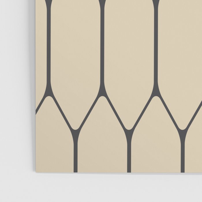 Long Honeycomb Minimalist Geometric Pattern in Retro Charcoal Gray and Beige Poster Gallery Image 3