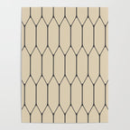 Long Honeycomb Minimalist Geometric Pattern in Retro Charcoal Gray and Beige Poster Gallery Image 4