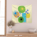 Mid Century Modern Fun Retro Atomic Wall Tapestry Gallery Image 2