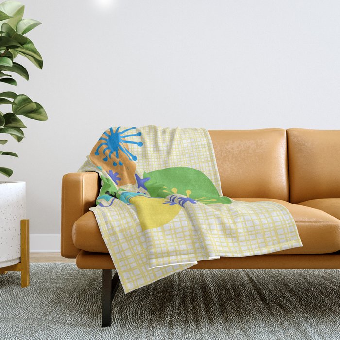 Mid Century Modern Fun Retro Atomic Throw Blanket Gallery Image 1