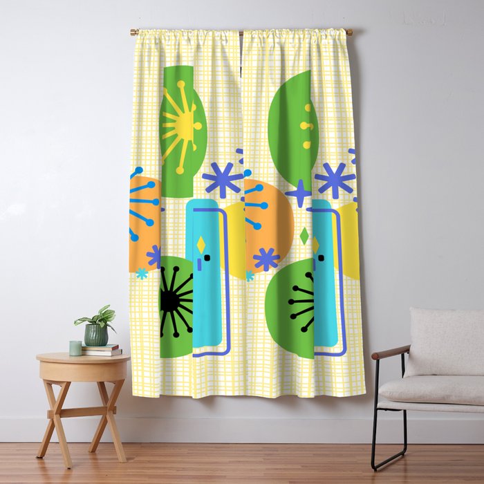 Mid Century Modern Fun Retro Atomic Window Curtain Gallery Image 5
