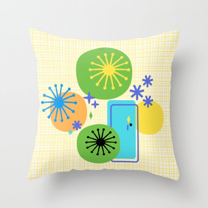 Mid Century Modern Fun Retro Atomic Throw Pillow Gallery Image 6