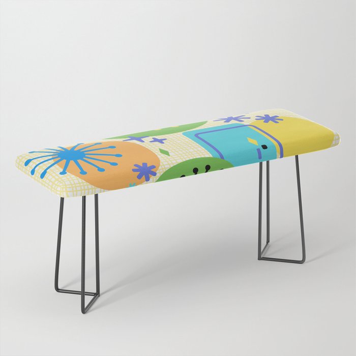 Mid Century Modern Fun Retro Atomic Bench Gallery Image 1