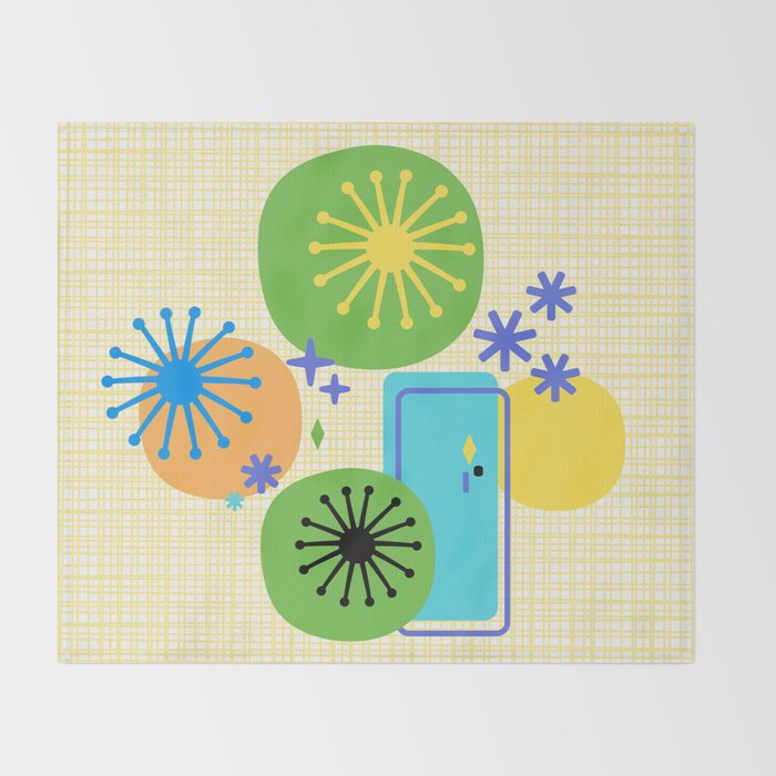 Mid Century Modern Fun Retro Atomic Throw Blanket Gallery Image 2