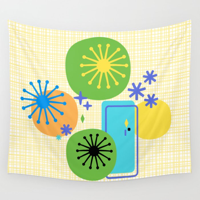 Mid Century Modern Fun Retro Atomic Wall Tapestry Gallery Image 4