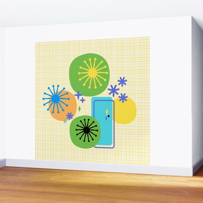 Mid Century Modern Fun Retro Atomic Wall Mural Gallery Image 2