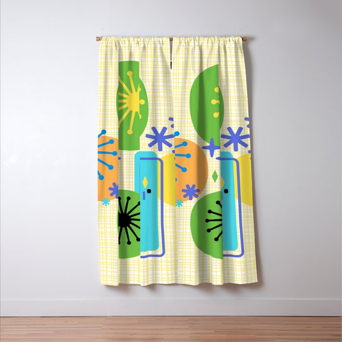 Mid Century Modern Fun Retro Atomic Window Curtain Gallery Image 3