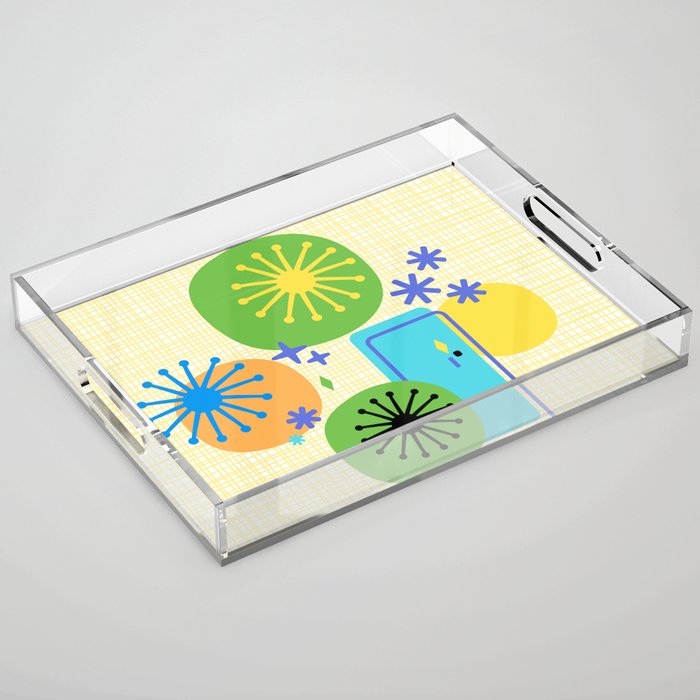 Mid Century Modern Fun Retro Atomic Acrylic Tray Gallery Image 1