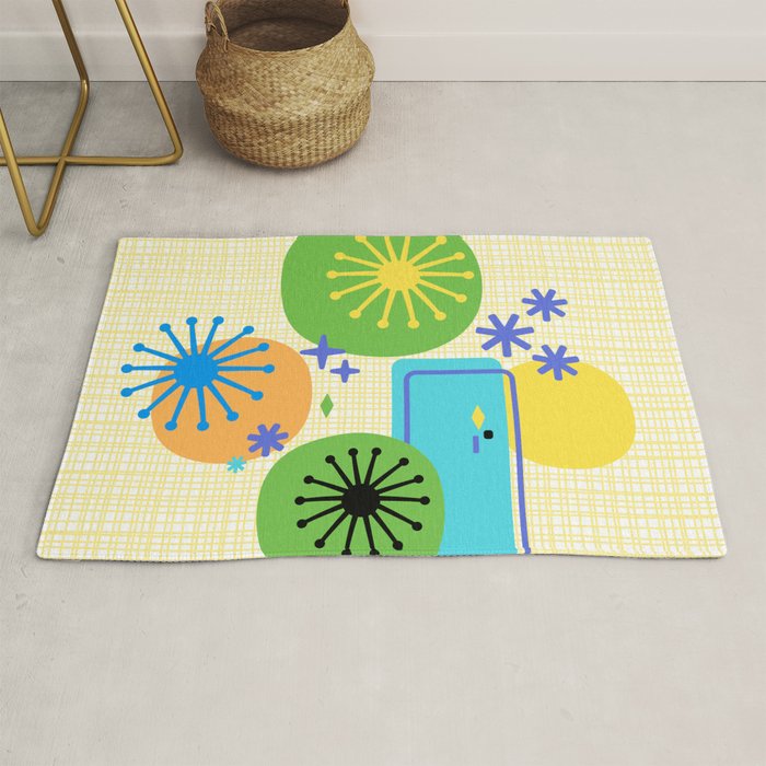 Mid Century Modern Fun Retro Atomic Rug Gallery Image 1