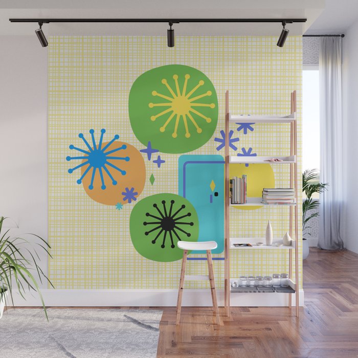 Mid Century Modern Fun Retro Atomic Wall Mural Gallery Image 1
