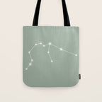 Aquarius Zodiac Star Constellation Line Art Soft Sage Tote Bag Gallery Image 1