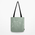 Aquarius Zodiac Star Constellation Line Art Soft Sage Tote Bag Gallery Image 2