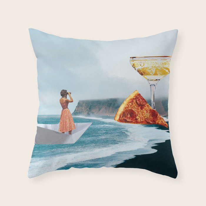 Sighting (Champagne & Pizza) Throw Pillow Gallery Image 6