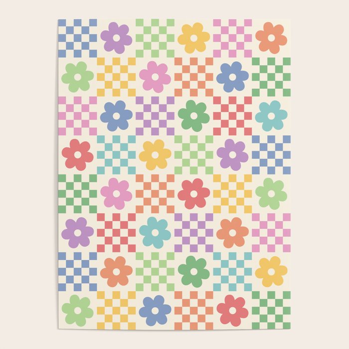 Colorful Flowers Double Checker Poster Gallery Image 1