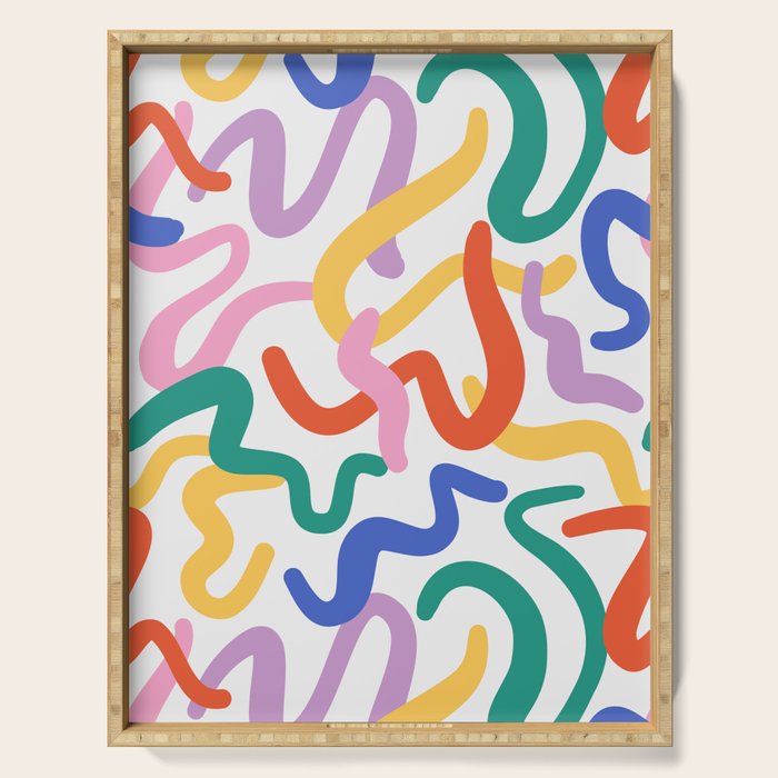 Colorful paint brush stroke art texture Serving Tray Gallery Image 1