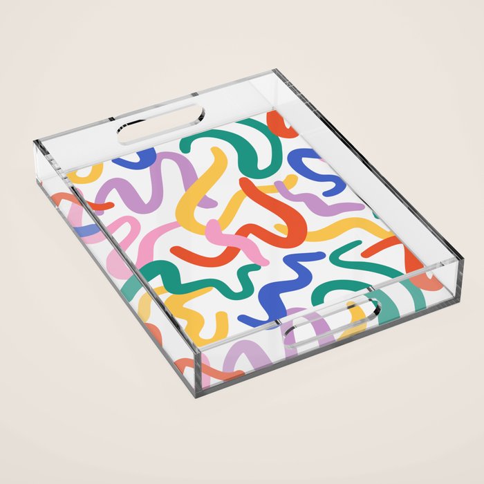 Colorful paint brush stroke art texture Acrylic Tray Gallery Image 1