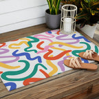 Colorful paint brush stroke art texture Outdoor Rug Gallery Image 2