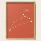 Leo Zodiac Star Constellation Line Art Coral Red Serving Tray Gallery Image 1