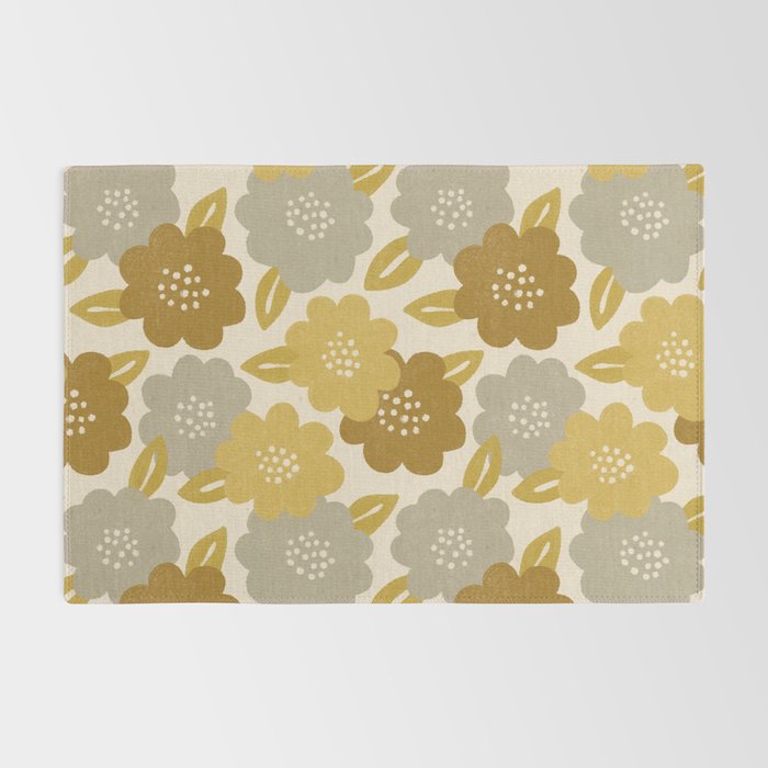 Warm Neutral Floral Pattern Rug Gallery Image 2