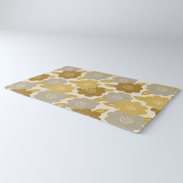 Warm Neutral Floral Pattern Rug Gallery Image 3
