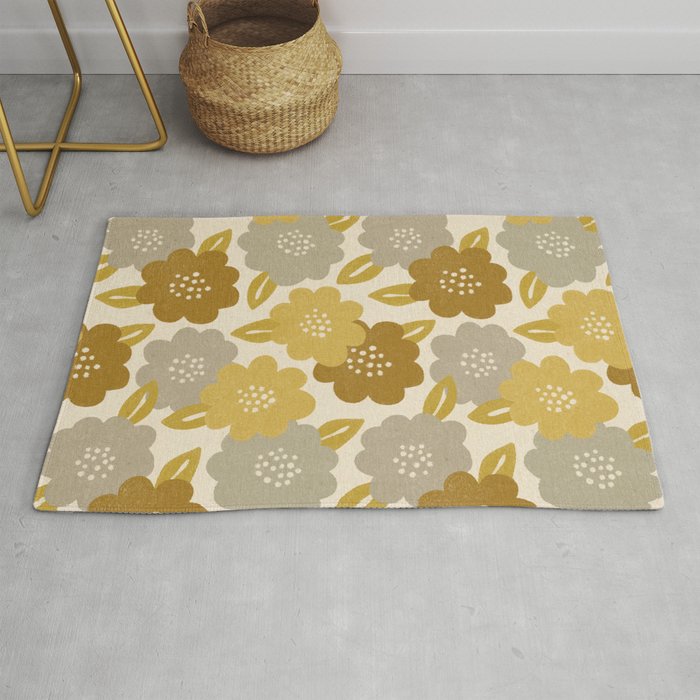Warm Neutral Floral Pattern Rug Gallery Image 1
