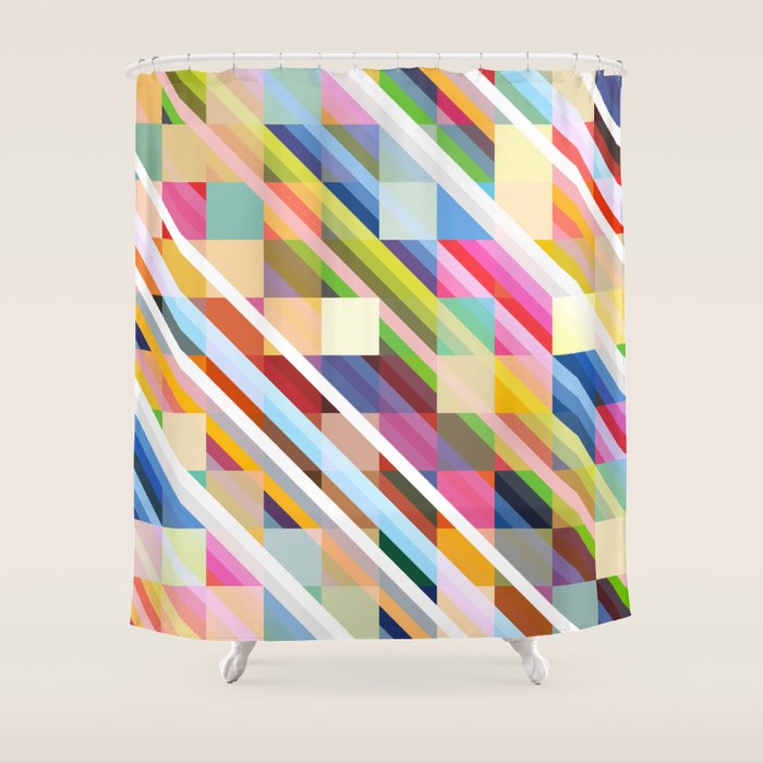 Rabisu - Colorful Decorative Abstract Art Pattern Shower Curtain Gallery Image 1