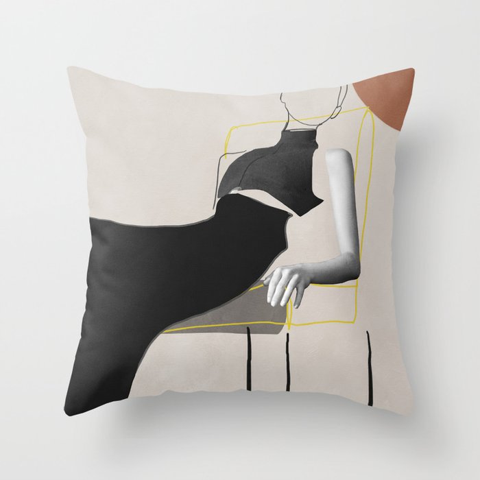 Minimalist Girl3 Throw Pillow Gallery Image 1