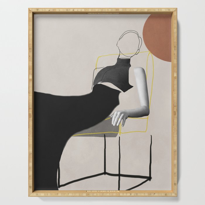 Minimalist Girl3 Serving Tray Gallery Image 1