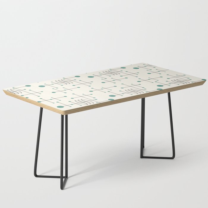 Mid Century Atomic Age Pattern Teal and Cream Coffee Table Gallery Image 1