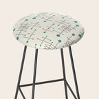Mid Century Atomic Age Pattern Teal and Cream Stool Gallery Image 2