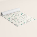 Mid Century Atomic Age Pattern Teal and Cream Yoga Mat Gallery Image 2