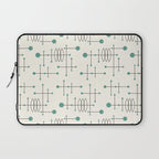 Mid Century Atomic Age Pattern Teal and Cream Laptop Sleeve Gallery Image 1
