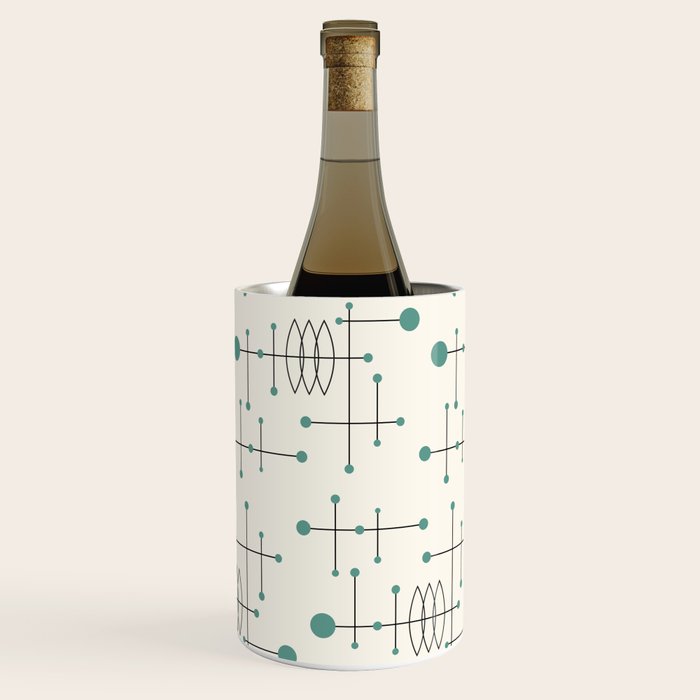 Mid Century Atomic Age Pattern Teal and Cream Wine Chiller Gallery Image 3