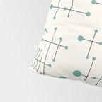 Mid Century Atomic Age Pattern Teal and Cream Pillow Sham Gallery Image 4