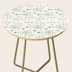 Mid Century Atomic Age Pattern Teal and Cream Side Table Gallery Image 2