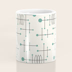 Mid Century Atomic Age Pattern Teal and Cream Coffee Mug Gallery Image 4