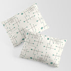 Mid Century Atomic Age Pattern Teal and Cream Pillow Sham Gallery Image 3