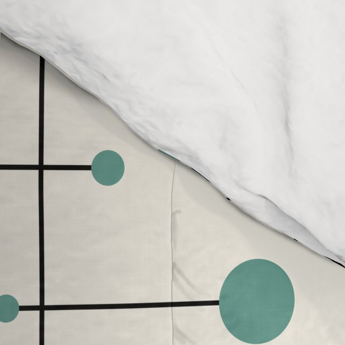 Mid Century Atomic Age Pattern Teal and Cream Comforter Gallery Image 4