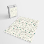 Mid Century Atomic Age Pattern Teal and Cream Jigsaw Puzzle Gallery Image 2