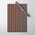 Abstract Shapes 268 in Navy Blue and Orange (Snake Pattern Abstraction) Wrapping Paper Gallery Image 1